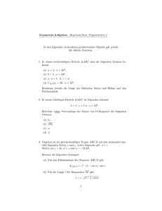 Geometrie-Aufgaben: Repetions-Serie Trigonometrie I In den