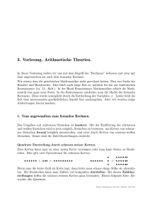 3. Vorlesung. Arithmetische Theorien.