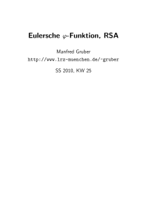 Eulersche `-Funktion, RSA