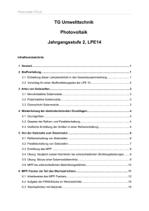 TG Umwelttechnik Photovoltaik Jahrgangsstufe 2, LPE14