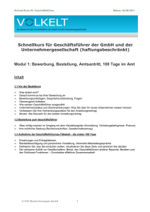 Modul 1: Bewerbung, Bestellung - GmbH