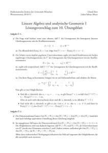 Lineare Algebra und analytische Geometrie I Lösungsvorschlag