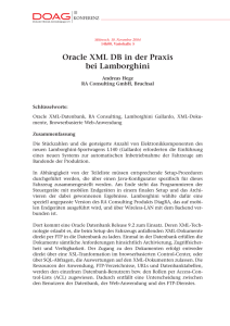Oracle XML DB in der Praxis bei Lamborghini