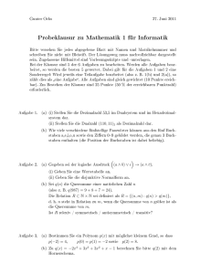 Probeklausur zu Mathematik 1 für Informatik