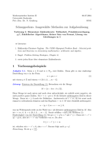 Schnupperkurs: Ausgewählte Methoden zur Aufgabenlösung 1