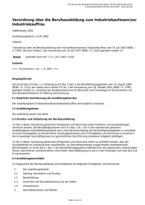 Verordnung über die Berufsausbildung zum Industriekaufmann/zur