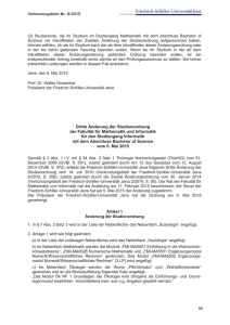 3. Änderung der Studienordnung vom 6. Mai 2015