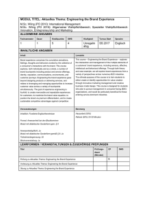 MODUL TITEL: Aktuelles Thema: Engineering the Brand Experience