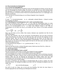 2.2.1 Das newtonsche Gravitationsgesetz 2.2.1.a Formel und