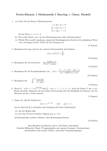 Probe-Klausur 1 Mathematik f. Bau-Ing + Chem. Modul1