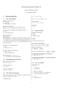 Formelsammlung Physik II