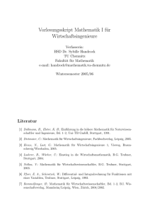 Vorlesungsskript Mathematik I für Wirtschaftsingenieure