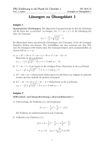 PN1 Einführung in die Physik für Chemiker 1: Übungsblatt 1