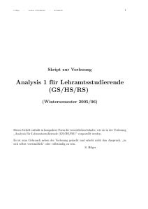 Analysis 1 für Lehramtsstudierende (GS/HS/RS)