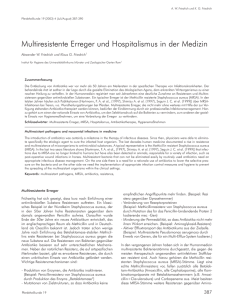 Multiresistente Erreger und Hospitalismus in der