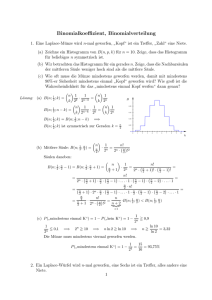 Binomialkoeffizient, Binomialverteilung