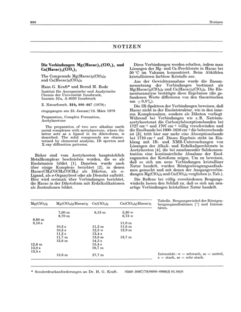 Zeitschrift Für Naturforschung / B / 34 (1979)