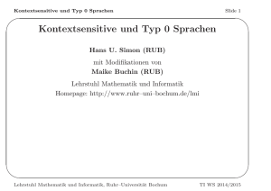 Kontextsensitive und Typ 0 Sprachen - Ruhr