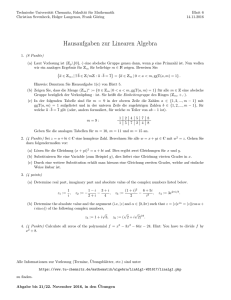 Hausaufgaben zur Linearen Algebra - tu