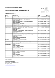 Frauenlob-Gymnasium Mainz Schulbuchliste für das Schuljahr 2015