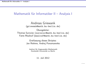 Mathematik für Informatiker II – Analysis I