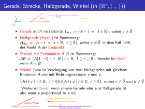 Gerade, Strecke, Halbgerade, Winkel (in (Rn,〈 , 〉))