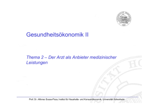 Gesundheitsökonomik II - Universität Hohenheim