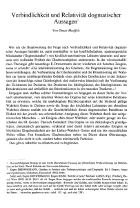 Verbindlichkeit und Relativität dogmatischer Aussagen