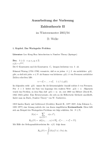 Ausarbeitung der Vorlesung Zahlentheorie II im Wintersemester