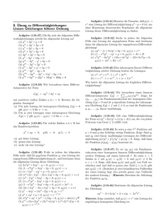 8. Übung zu Differentialgleichungen: Lineare Gleichungen höherer