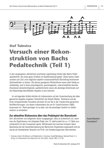 05 / 14 Stef Tuinstra Rekonstruktion Bachs Pedaltechnik