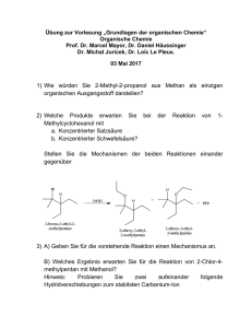 1) Wie würden Sie 2-Methyl-2-propanol aus Methan als einzigen