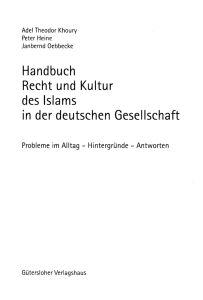 Handbuch Recht und Kultur des Islams in der deutschen Gesellschaft