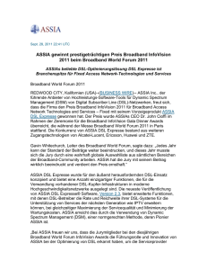 ASSIA gewinnt prestigeträchtigen Preis Broadband