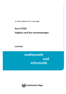 Kurs 01320: Algebra und ihre Anwendungen