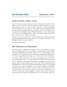 Der Kosmos-Bote September 2010 Liebe Leserin, lieber Leser, Der