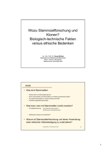 Wozu Stammzellforschung und Klonen? Biologisch