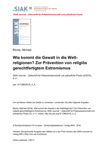 Wie kommt die Gewalt in die Welt- religionen? Zur Prävention von