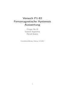 Versuch P1-83 Ferromagnetische Hysteresis Auswertung