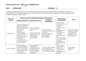 Schema für das Schulcurriculum für die einzelnen Fächer und