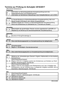 Termine zur Prüfung im Schuljahr 2016/2017