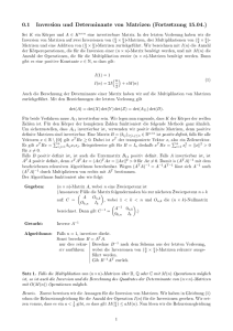 0.1 Inversion und Determinante von Matrizen (Fortsetzung 15.04.)