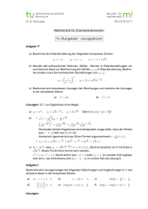 Mathematik für Chemiestudierende I 10. Übungsblatt