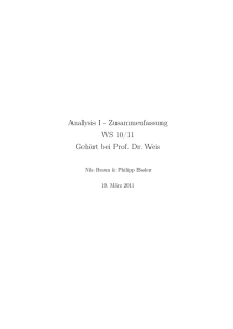 Analysis I - Zusammenfassung WS 10/11 Gehört bei Prof. Dr. Weis