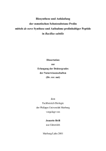 Biosynthese und Anhäufung der osmotischen Schutzsubstanz Prolin