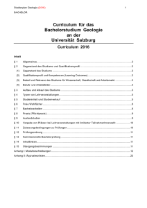 Bachelorstudium Geologie Studienplan 2016