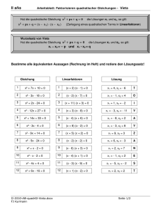 Faktorisieren quadratischer Gleichnungen (Satz von Vieta)