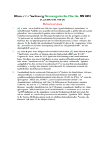 Klausur zur Vorlesung Bioanorganische Chemie, SS 2006