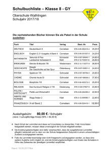 Schulbuchliste – Klasse 8 - GY