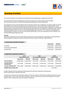 Roaming-Preisliste